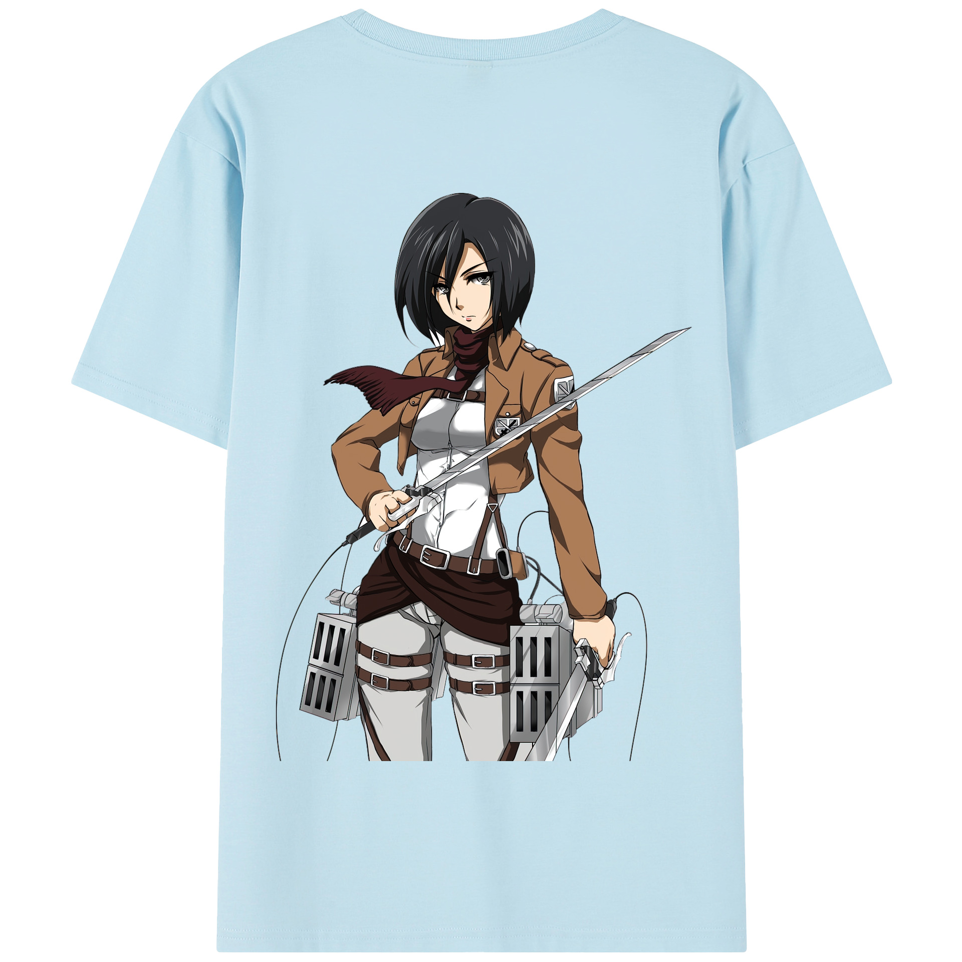 （画像用） 進撃の巨人 ミカサ·アッカーマン Attack on Titan Mikasa Ackerman 綿100％半袖Tシャツ（背面プリント）